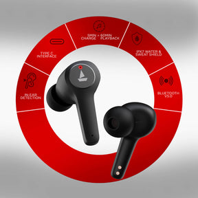 boAt Airdopes 451v2 | Wireless Earbuds with 10mm drivers, ENxTM Technology, 25 Hours of Total Playback, IPX7 Rain & Sweat Shield, Type-C Interface