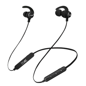 Black Rockerz 255 earphones with ear hooks and controls